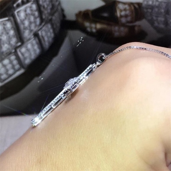 New 925 Silver Micro Paved Cubic Zircon Cross Diamond Necklace - Picture 5 of 6